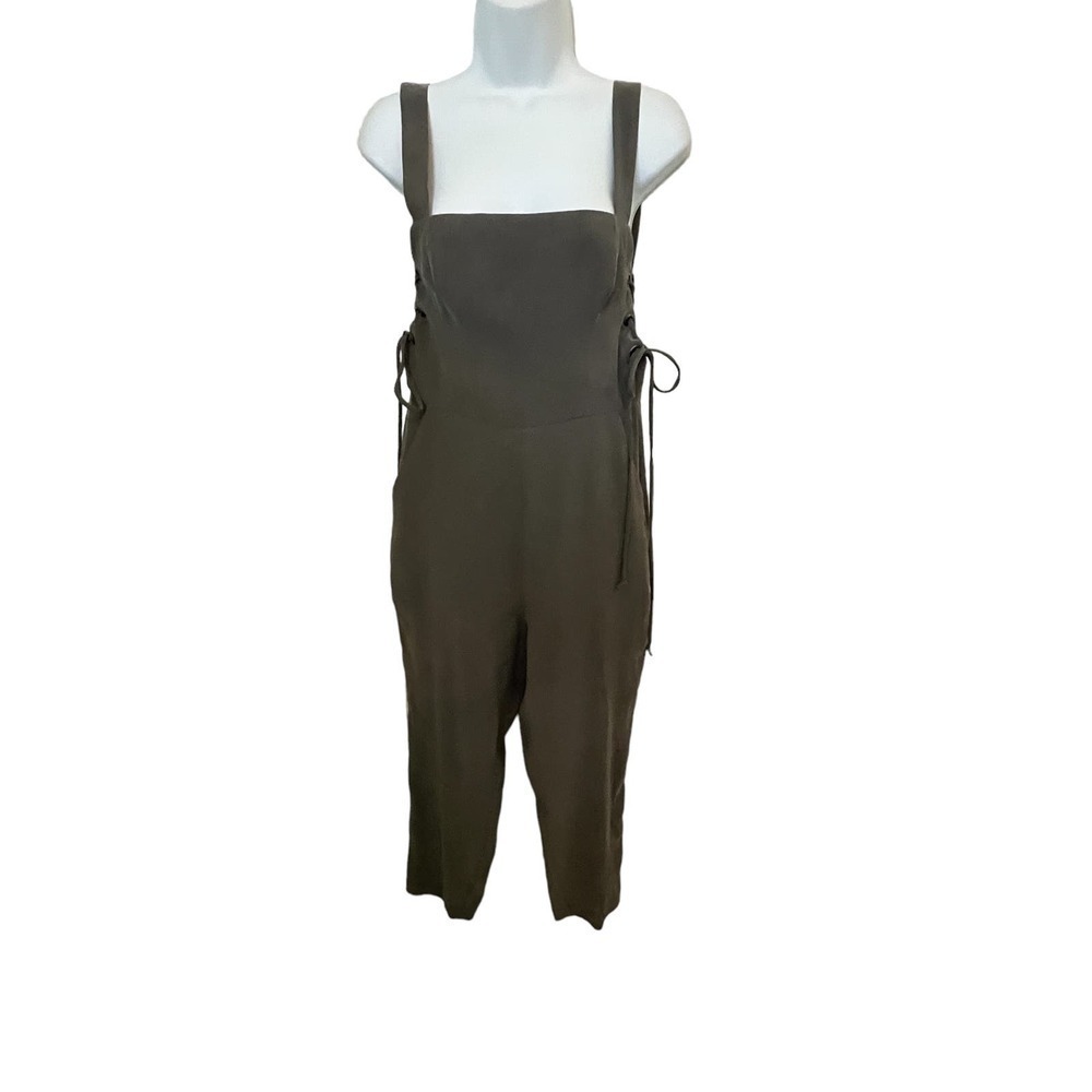 NWT BCBGeneration Dark Moss Rayon Tie Sides Jumpsuit  4​